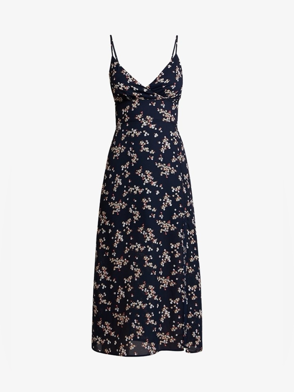 Abercrombie & Fitch navy floral maxi dress with strappy details side slit Small